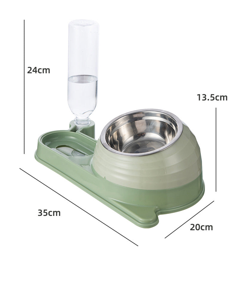 KFX-3961661 Automatic Elevated Cat Food and Water Bowl with Siphon Water Dispenser for Cats and Small Dogs