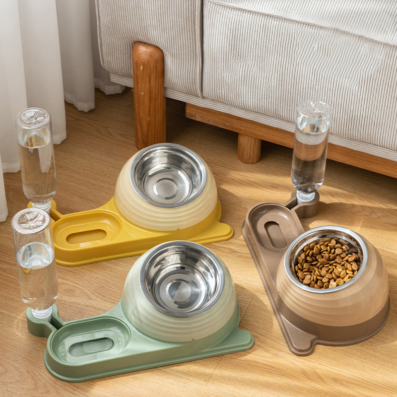 KFX-3961661 Automatic Elevated Cat Food and Water Bowl with Siphon Water Dispenser for Cats and Small Dogs