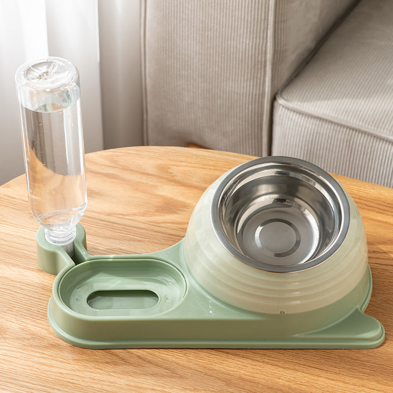 KFX-3961661 Automatic Elevated Cat Food and Water Bowl with Siphon Water Dispenser for Cats and Small Dogs