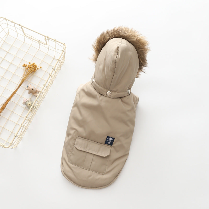 KFX-3962557 Cozy Cotton Dog Clothing for Autumn and Winter in Blue, Beige, and Red