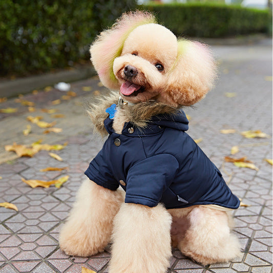 KFX-3962557 Cozy Cotton Dog Clothing for Autumn and Winter in Blue, Beige, and Red