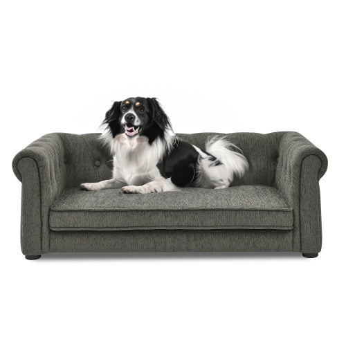 KFX-3964221 Elegant Raised Pet Sofa Bed for Medium and Large Dogs in Dark Gray, Durable and Comfortable Design
