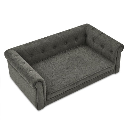 KFX-3964221 Elegant Raised Pet Sofa Bed for Medium and Large Dogs in Dark Gray, Durable and Comfortable Design