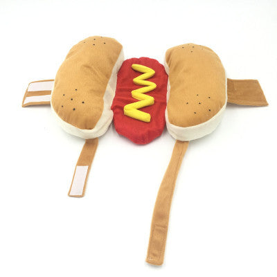 KFX-3964349 Cotton Pet Clothing - Stylish Hot Dog Burger Design for Cats and Dogs, Available in Yellow S, M, L Sizes