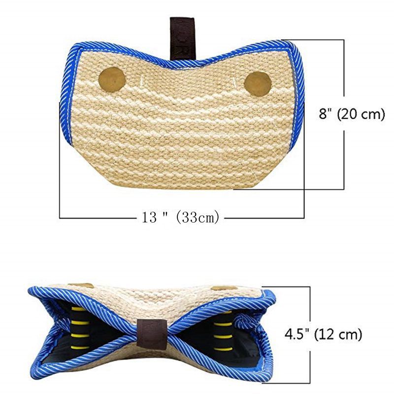 KFX-3965629 Durable Bite Pillow for Dog Training with Soft Handles and Tear-Resistant Hemp Material