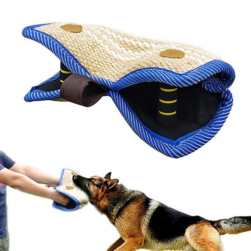 KFX-3965629 Durable Bite Pillow for Dog Training with Soft Handles and Tear-Resistant Hemp Material
