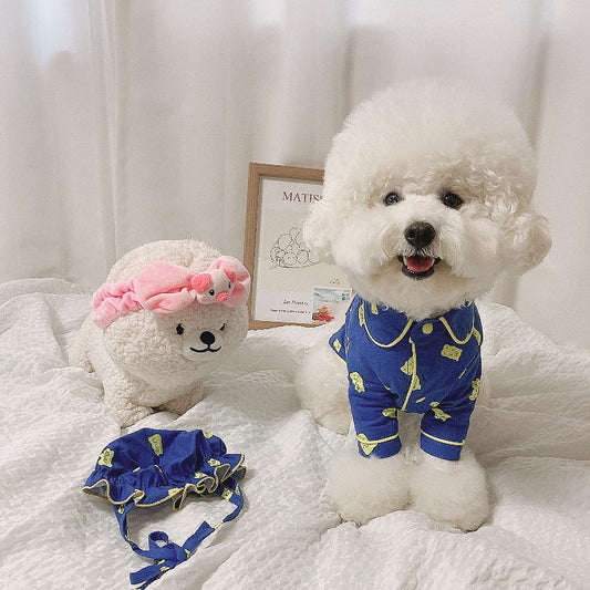 KFX-3966781 Korean Candy Bear Pajama Set for Dogs, Pure Cotton with Hat, Sizes S-2XL