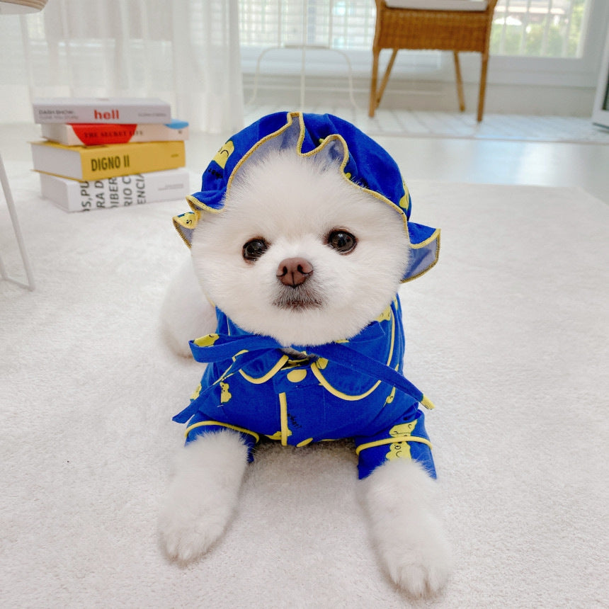 KFX-3966781 Korean Candy Bear Pajama Set for Dogs, Pure Cotton with Hat, Sizes S-2XL