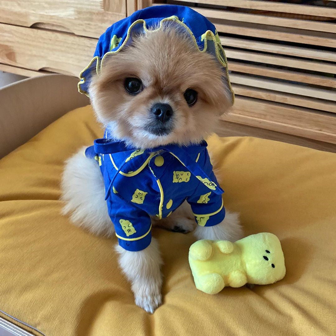 KFX-3966781 Korean Candy Bear Pajama Set for Dogs, Pure Cotton with Hat, Sizes S-2XL