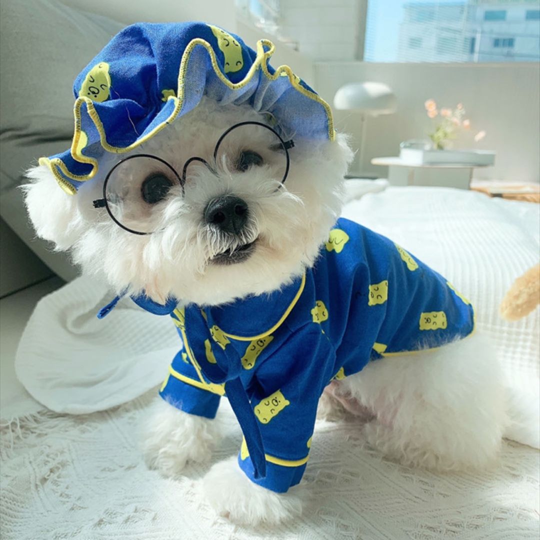 KFX-3966781 Korean Candy Bear Pajama Set for Dogs, Pure Cotton with Hat, Sizes S-2XL