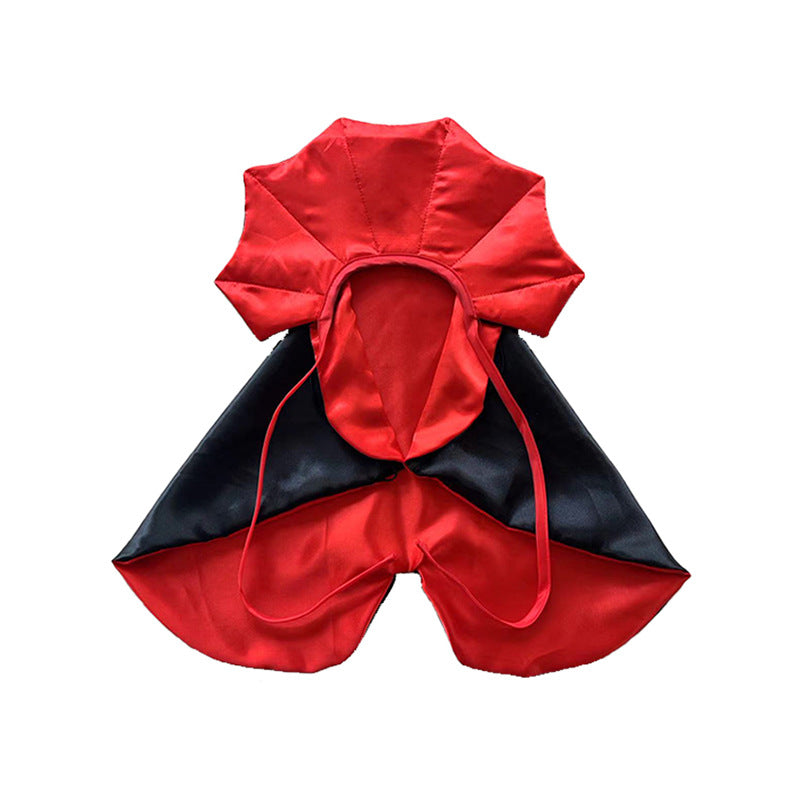 KFX-3967549 Red and Purple Pointed Devil Cloak with Hat for Pets – Free Size Polyester Halloween Costume