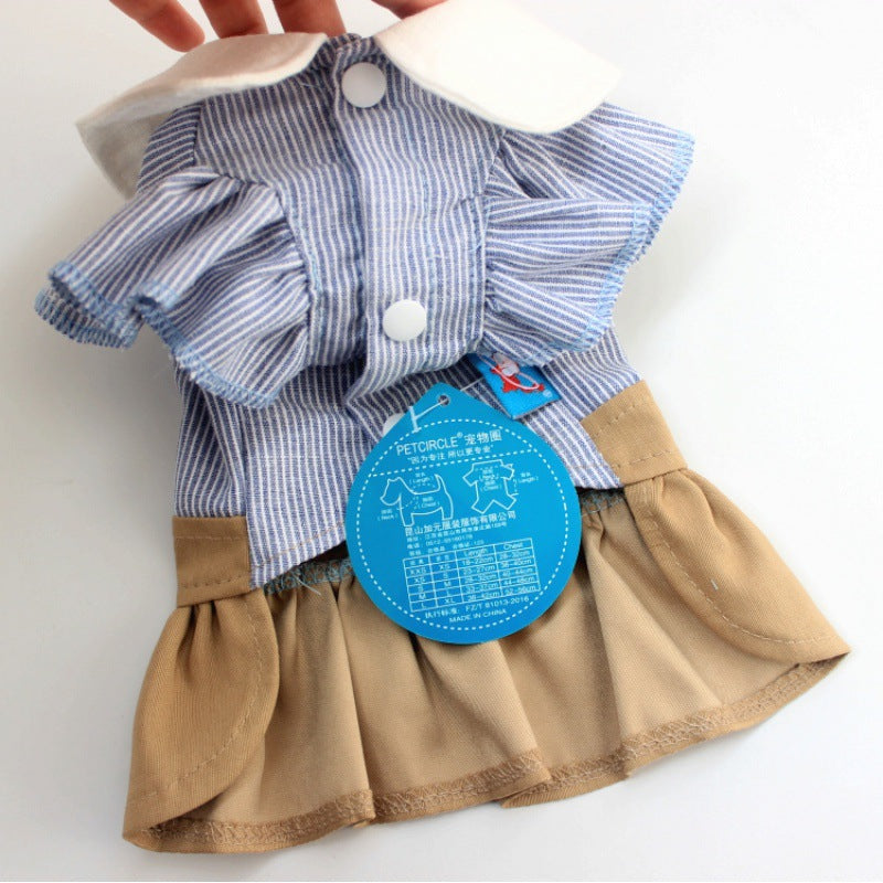 KFX-3968317 Cute Blue Bow Bichon Skirt for Dogs - Casual Student Style Pet Apparel