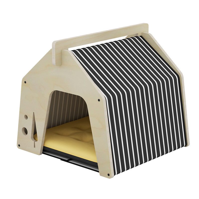 KFX-3969981 Wooden Multi-layer Cat Climbing Frame with Moisture-proof Tarpaulin - Log Color, Mint Green