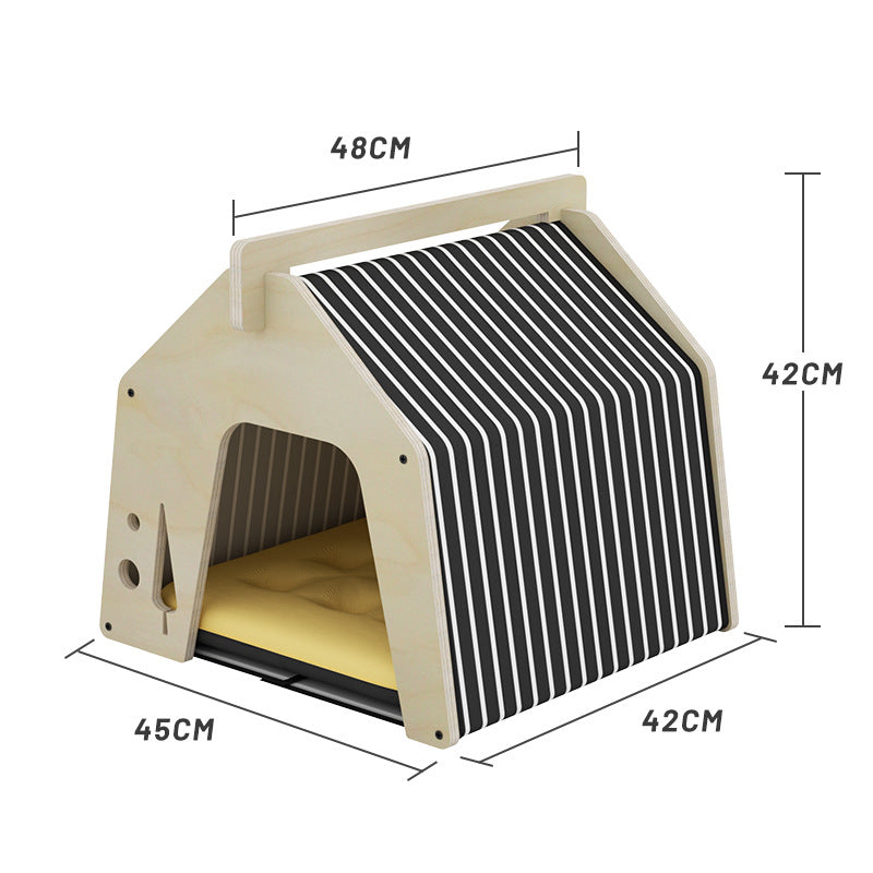 KFX-3969981 Wooden Multi-layer Cat Climbing Frame with Moisture-proof Tarpaulin - Log Color, Mint Green