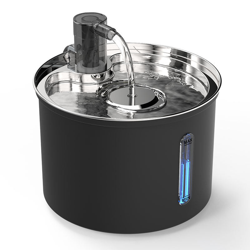 KFX-3971773 Pet Water Dispenser with Stainless Steel and Plastic, Mute Operation and See-through Design for Cats