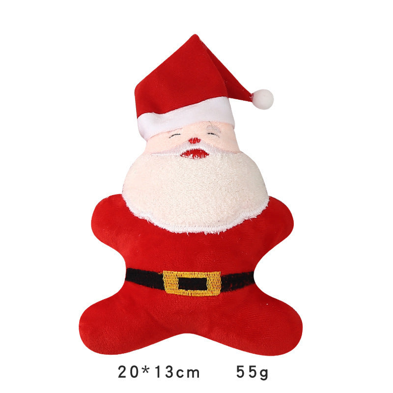 KFX-3975357 Christmas Plush Dog Toy - Sounding Puppy with Santa Claus Design and Bone Options