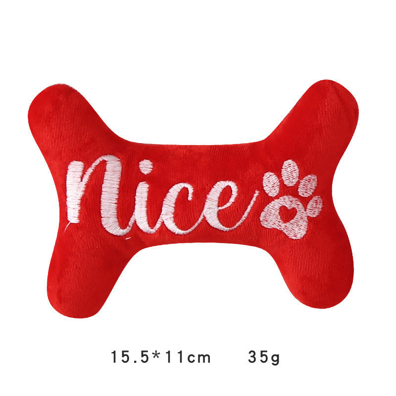 KFX-3975357 Christmas Plush Dog Toy - Sounding Puppy with Santa Claus Design and Bone Options