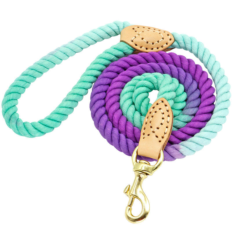 KFX-3975485 Double-Headed Dog Walking Rope - 150cm Length, Durable and Comfortable Design in Pink, Green, Blue, or Orange