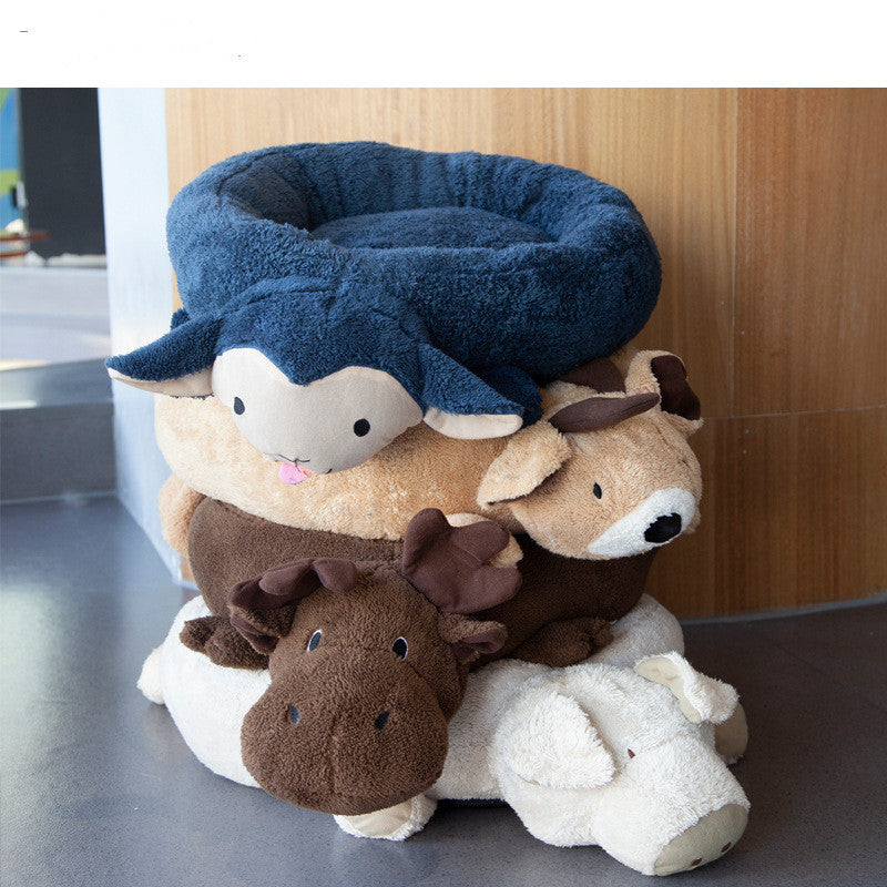 KFX-3975741 Cozy Cartoon Pet Nest for Cats and Small Animals - Soft Cotton, 30cm Diameter