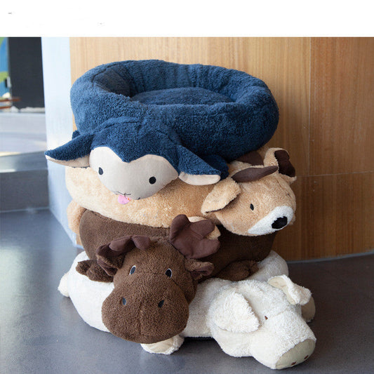 KFX-3975741 Cozy Cartoon Pet Nest for Cats and Small Animals - Soft Cotton, 30cm Diameter