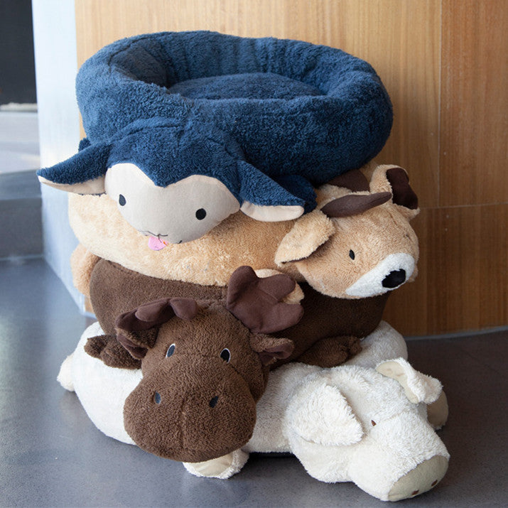 KFX-3975741 Cozy Cartoon Pet Nest for Cats and Small Animals - Soft Cotton, 30cm Diameter
