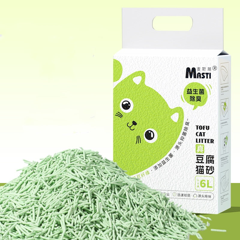 KFX-3977149 Tofu Cat Litter with Probiotics and Deodorant, 6L – Available in Milk, Green Tea, and Activated Carbon Scents