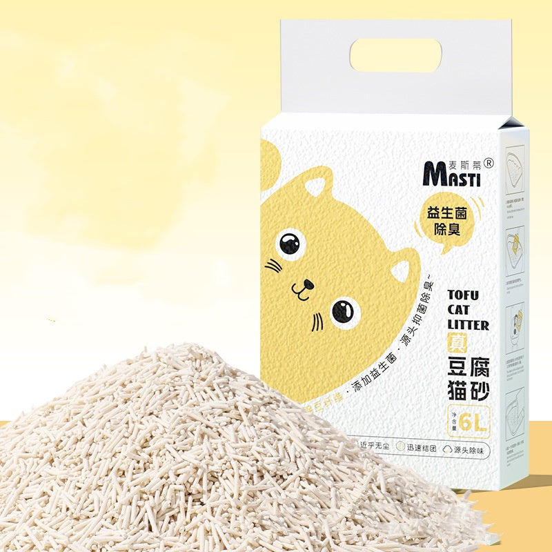 KFX-3977149 Tofu Cat Litter with Probiotics and Deodorant, 6L – Available in Milk, Green Tea, and Activated Carbon Scents