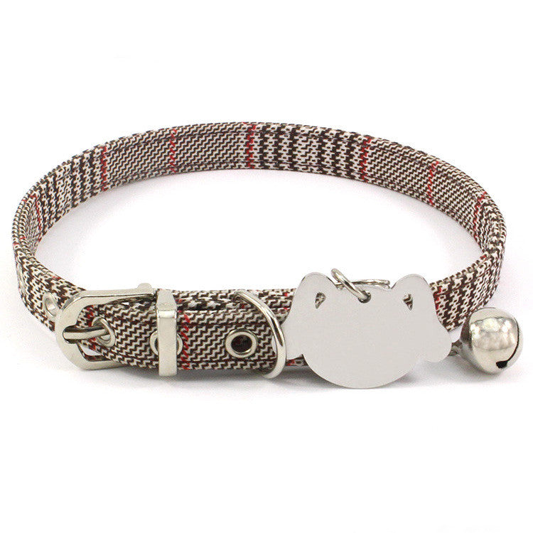 KFX-3977533 Double-Sided Laser Engraved Pet Collar with Brass Bell - Flower Pattern