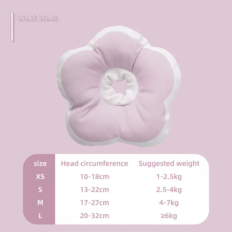 KFX-3978941 Adjustable Cat Neck Cone with Cute Solar Flower Design - Anti-Bite Coverage for Pet Surgery