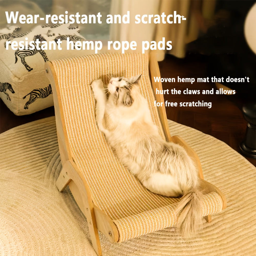 KFX-3980093 Durable Sisal Cat Hammock with Scratching Board - Ergonomic Indoor Lounger for Play and Rest