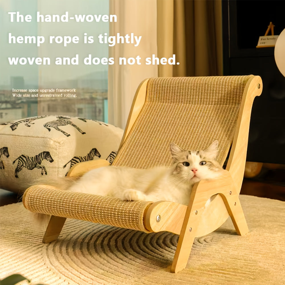 KFX-3980093 Durable Sisal Cat Hammock with Scratching Board - Ergonomic Indoor Lounger for Play and Rest