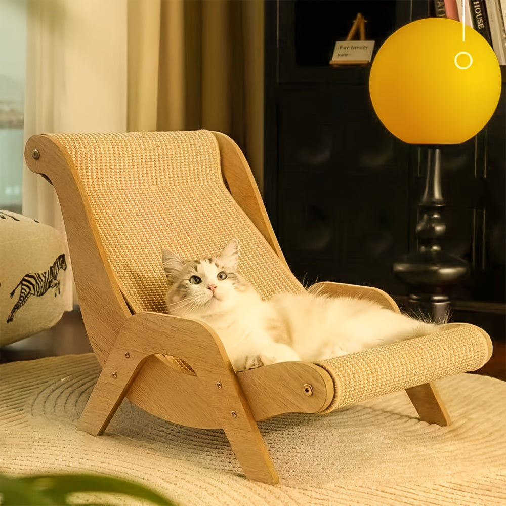 KFX-3980093 Durable Sisal Cat Hammock with Scratching Board - Ergonomic Indoor Lounger for Play and Rest