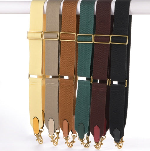KFX-3981245 Adjustable 5cm Canvas Webbing Shoulder Straps for Bucket Bags - Two-Layer Cowhide and Cotton Polyester