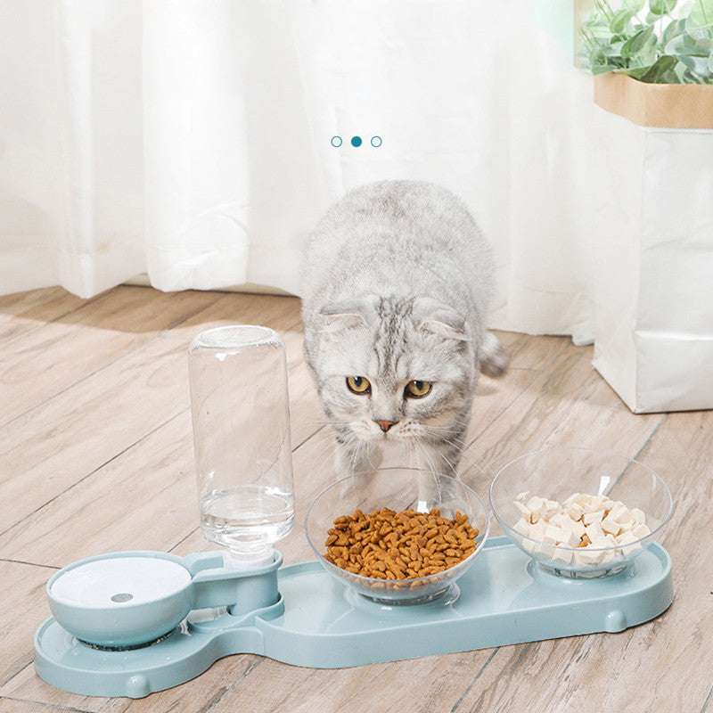 KFX-3981629 Double Bowl Automatic Feeder and Waterer for Cats and Dogs, Portable and Easy to Clean, Durable ABS and PC Materials