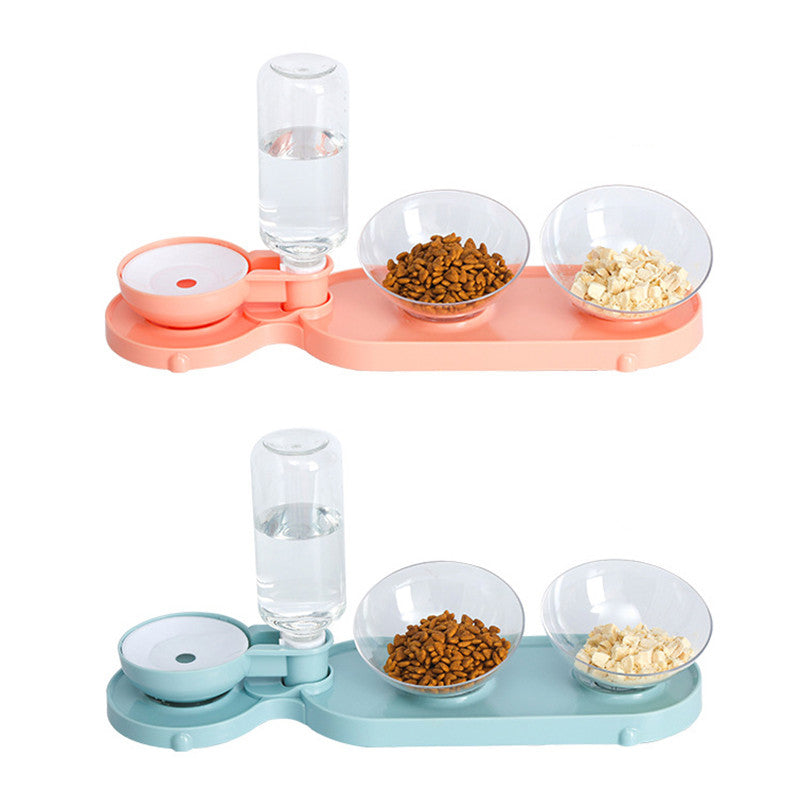 KFX-3981629 Double Bowl Automatic Feeder and Waterer for Cats and Dogs, Portable and Easy to Clean, Durable ABS and PC Materials