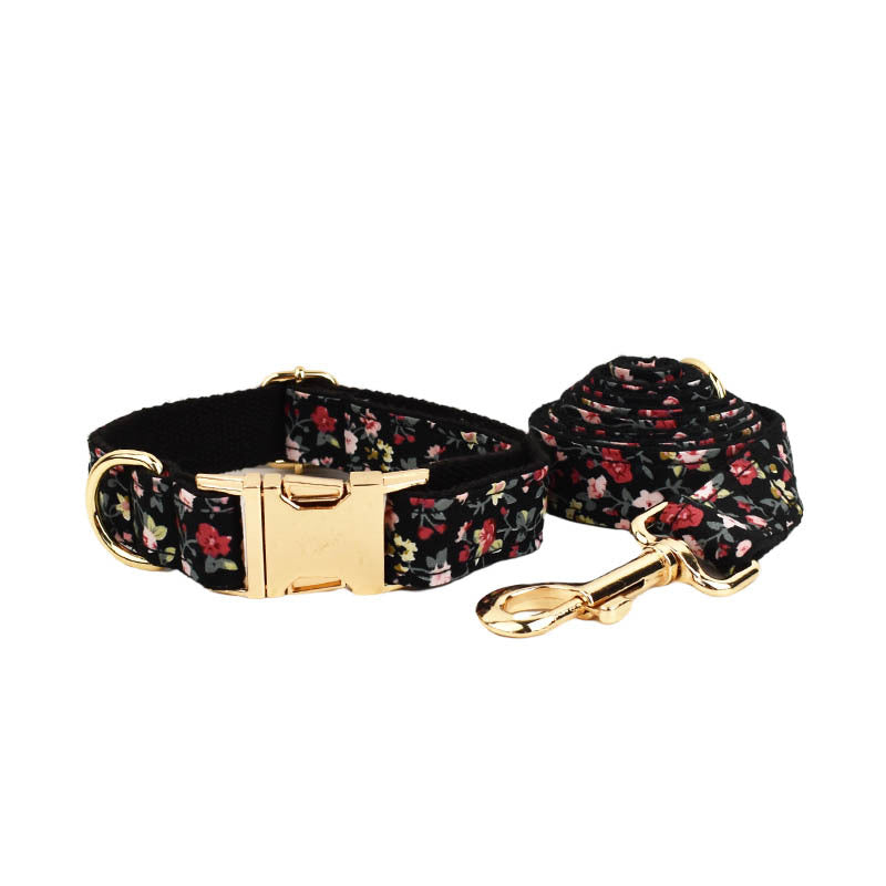 KFX-3982909 Cute Bow Lettering Printed Pet Collar and Leash Set with Vest and Rope for Dogs