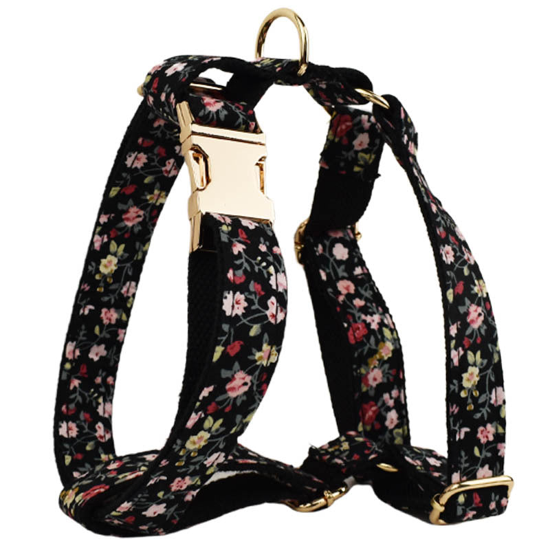 KFX-3982909 Cute Bow Lettering Printed Pet Collar and Leash Set with Vest and Rope for Dogs