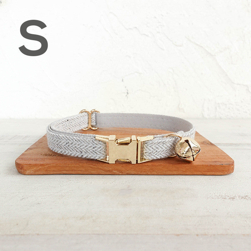 KFX-3983421 Light Grey Soft Polyester Cat Collar with Bow, Available in Circle S and L Sizes