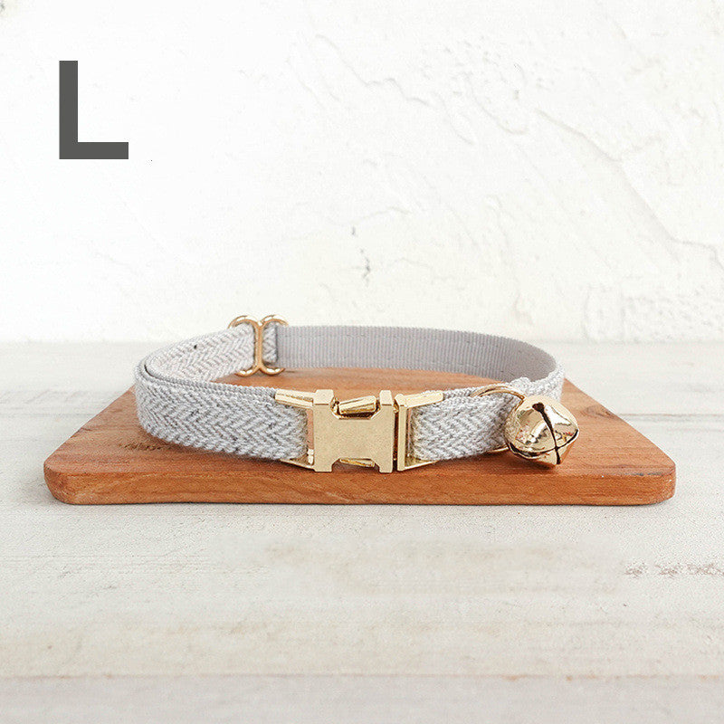 KFX-3983421 Light Grey Soft Polyester Cat Collar with Bow, Available in Circle S and L Sizes