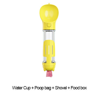 KFX-3984701 3-in-1 Portable Multifunction Dog Water Bottle with Food Feeder and Poop Bag Dispenser for Travel