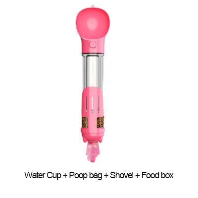 KFX-3984701 3-in-1 Portable Multifunction Dog Water Bottle with Food Feeder and Poop Bag Dispenser for Travel