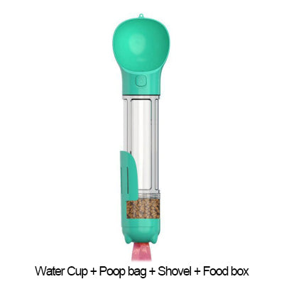 KFX-3984701 3-in-1 Portable Multifunction Dog Water Bottle with Food Feeder and Poop Bag Dispenser for Travel