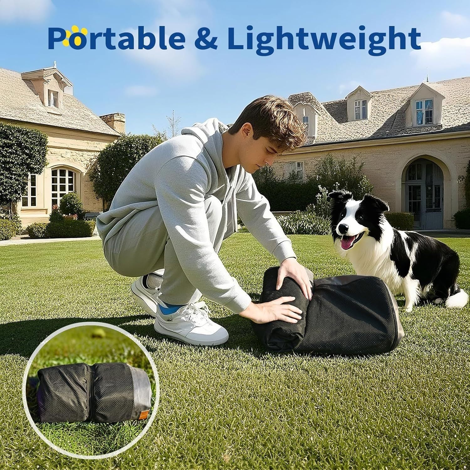 KFX-3985853 Inflatable Waterproof Non-Slip Dog Bed for Medium Dogs – Removable and Washable Summer Travel Mat