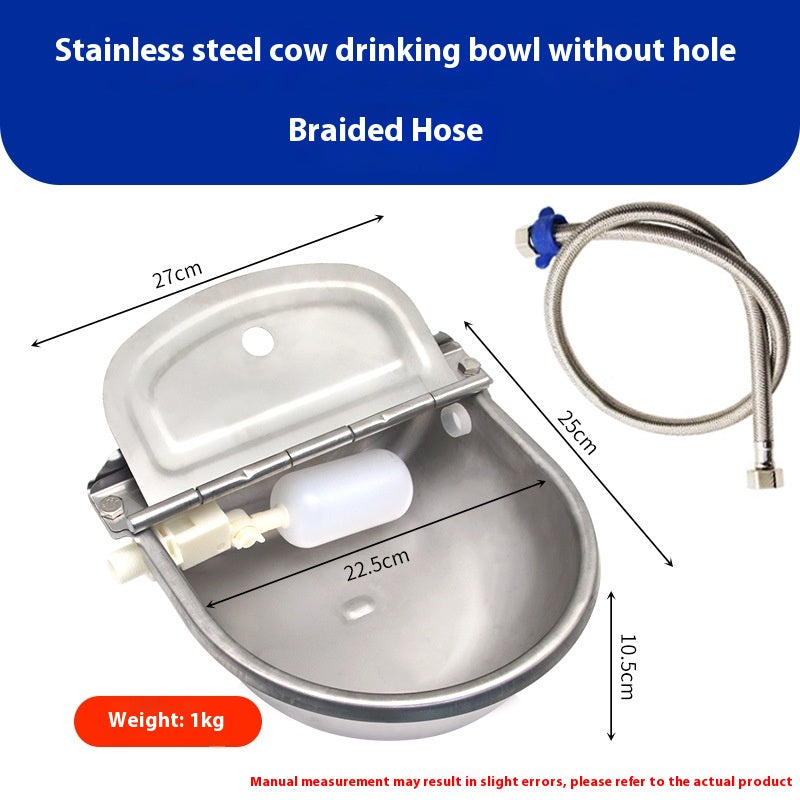 KFX-3987389 Stainless Steel Drinking Bowl for Cattle, Horses, and Sheep with Sink and Pipe