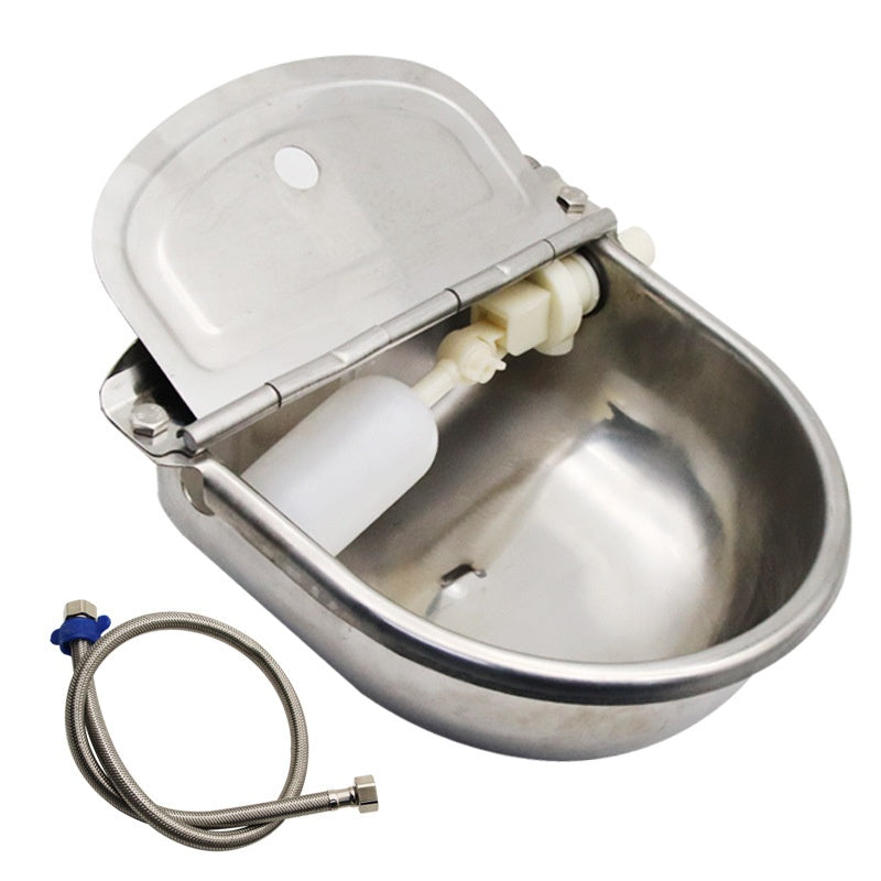 KFX-3987389 Stainless Steel Drinking Bowl for Cattle, Horses, and Sheep with Sink and Pipe