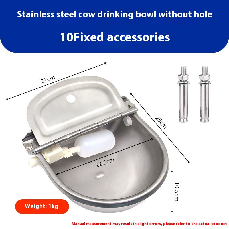 KFX-3987389 Stainless Steel Drinking Bowl for Cattle, Horses, and Sheep with Sink and Pipe