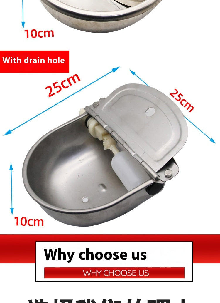 KFX-3987389 Stainless Steel Drinking Bowl for Cattle, Horses, and Sheep with Sink and Pipe