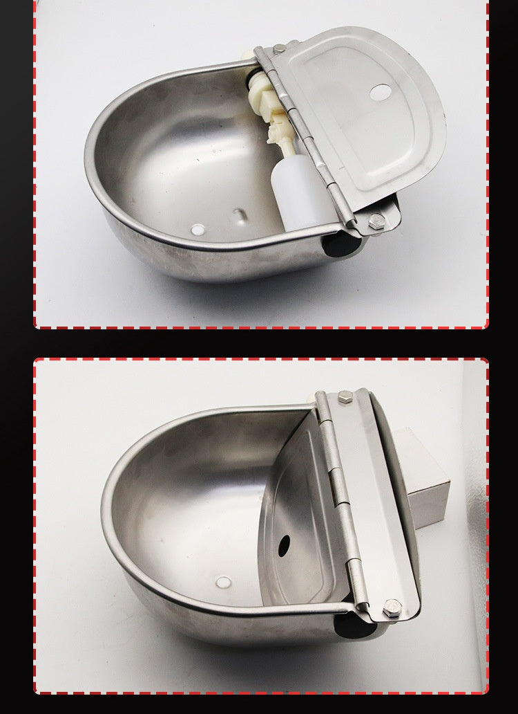 KFX-3987389 Stainless Steel Drinking Bowl for Cattle, Horses, and Sheep with Sink and Pipe
