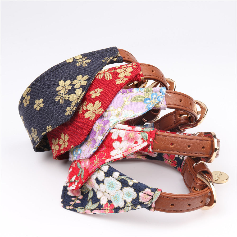 KFX-3989181 Japanese Style Triangle Clip Dog Collar with Saliva Towel - Adjustable Sizes Available
