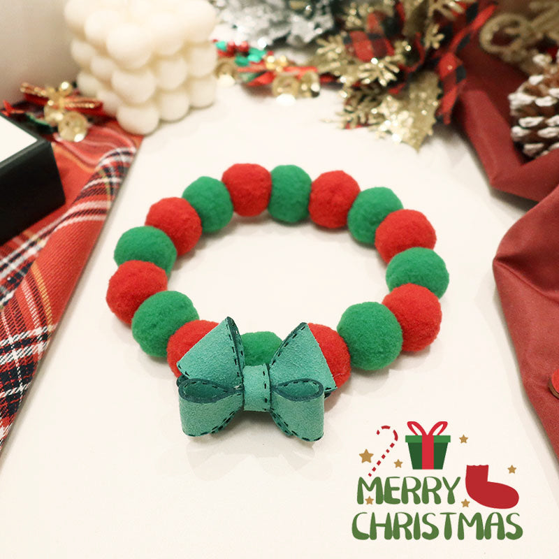 KFX-3989821 Pet Christmas Bow Tie Collar Scarf for Cats and Small Dogs – Santa Costume Accessory